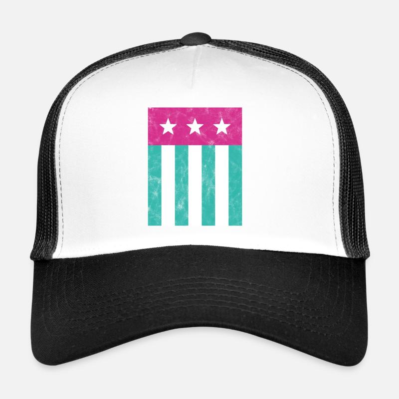 Étoiles et rayures Drapeau Rose Vert Casquette trucker 