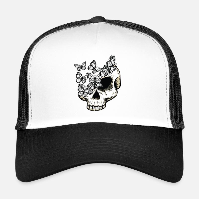 Squelette d’os du crâne de papillon gothique Casquette trucker 
