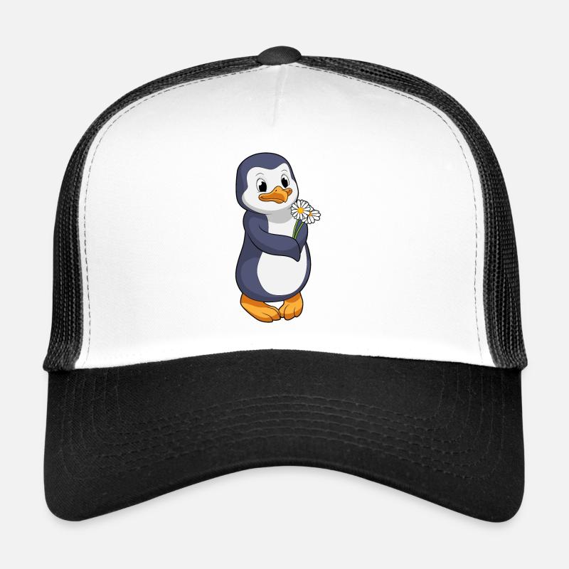 Pinguin mit Gänseblümchen Trucker Cap