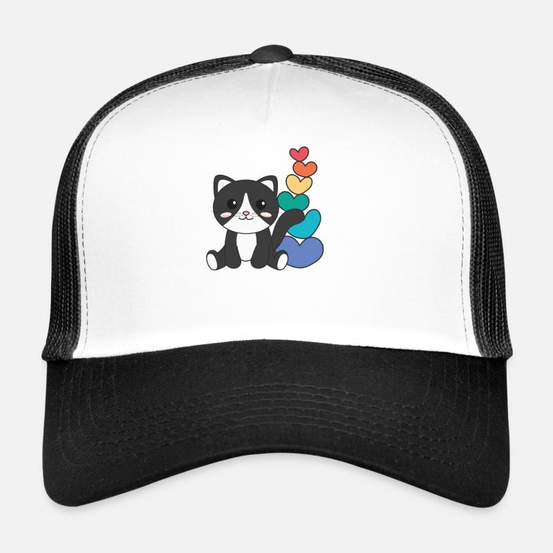 Rainbow Hearts Pride LGBTQ animaux mignons chat Casquette trucker 