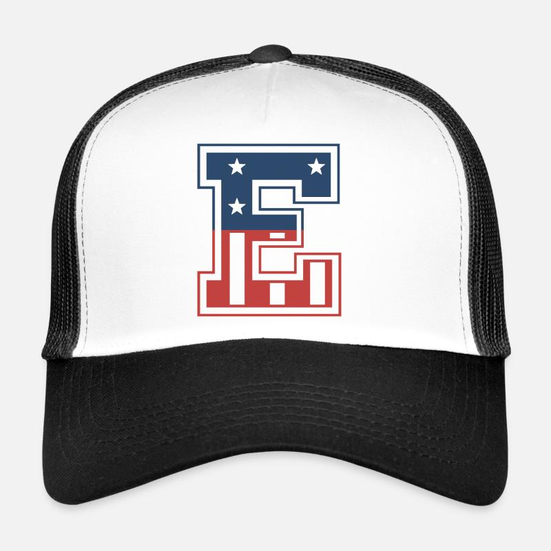 Buchstabe E USA - Trucker Cap - Weiß/Schwarz