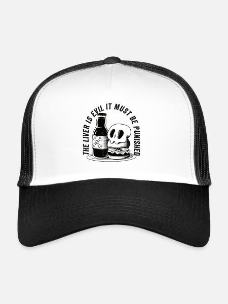 Le foie est mauvais et est puni - Casquette trucker  - blanc/noir - Devant