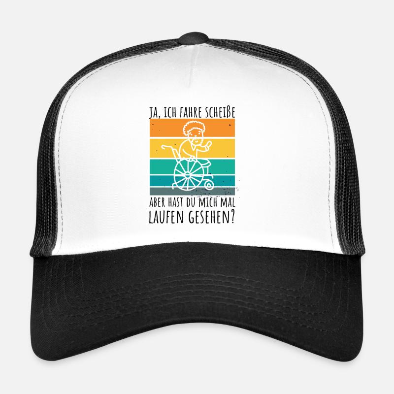 Rollstuhlfahrer Humor Spruch - Trucker Cap - Weiß/Schwarz