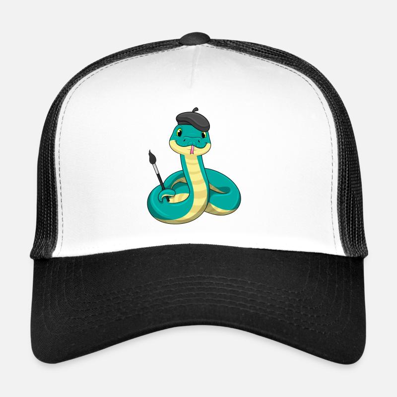 Schlange als Maler mit Pinsel Trucker Cap