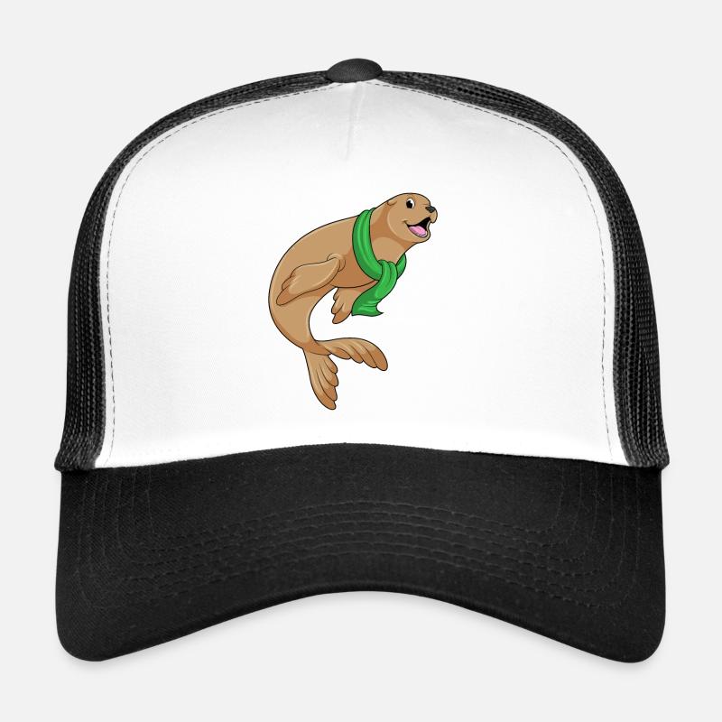 Seehund mit Schal Trucker Cap