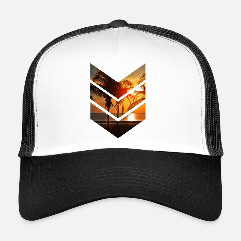 Tropical sunset in geometric design Trucker Cap