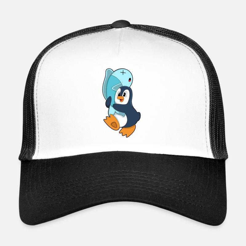 Pinguin mit Fisch Trucker Cap