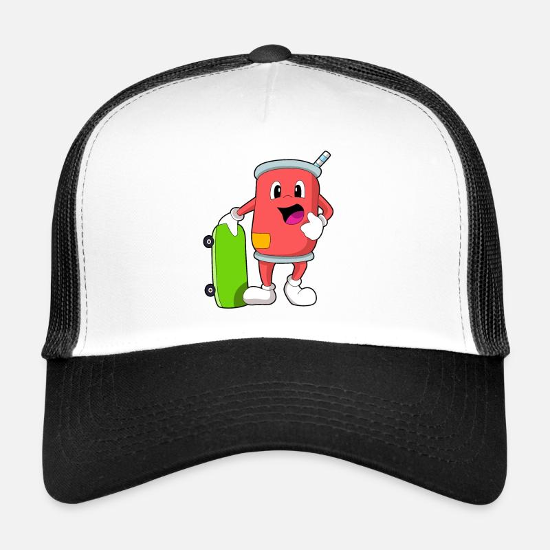 Dose als Skater mit Skateboard Trucker Cap