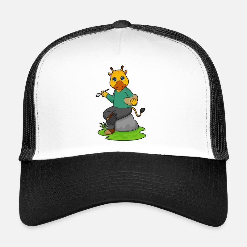 Giraffe als Maler mit Pinsel Trucker Cap