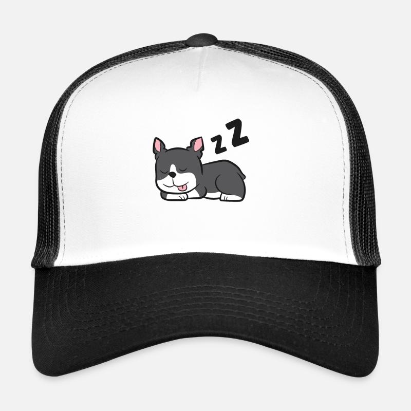 Funny Boston Terrier Sleeping Boston Terrier Trucker Cap