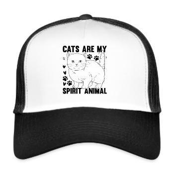 Katzen sind mein Seelentier Ich Katzenbesitzerin N - Trucker Cap - Weiß/Schwarz - Vorne