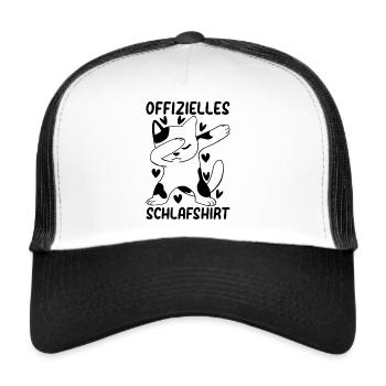 Offizielles Katzen Schlafshirt Katzen Schlafshirt - Trucker Cap - Weiß/Schwarz - Vorne