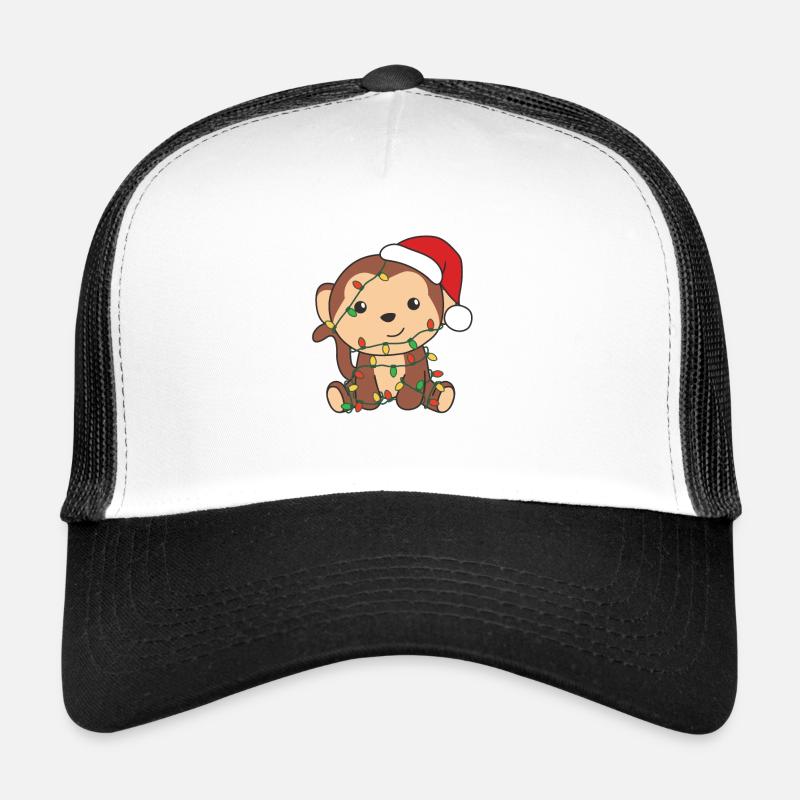 Singe Noël Animaux d’hiver Singes Casquette trucker 