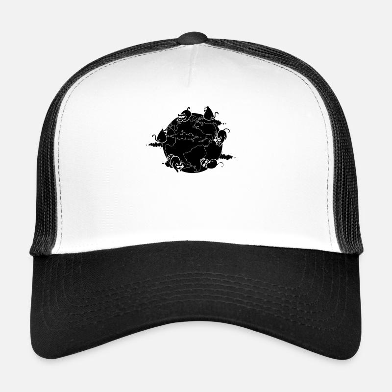 Katze Erde Katze Niedliche Katzen auf der Erde Ich - Trucker Cap - Weiß/Schwarz