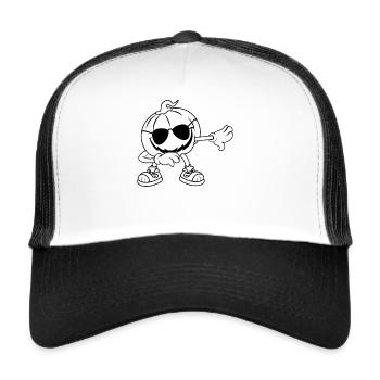 Halloween-Kürbis mit Sonnenbrille Lustiger Hallowe - Trucker Cap - Weiß/Schwarz - Vorne