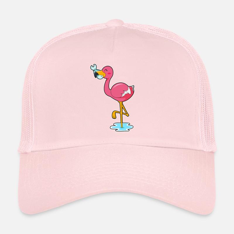 Flamingo with fish Trucker Cap