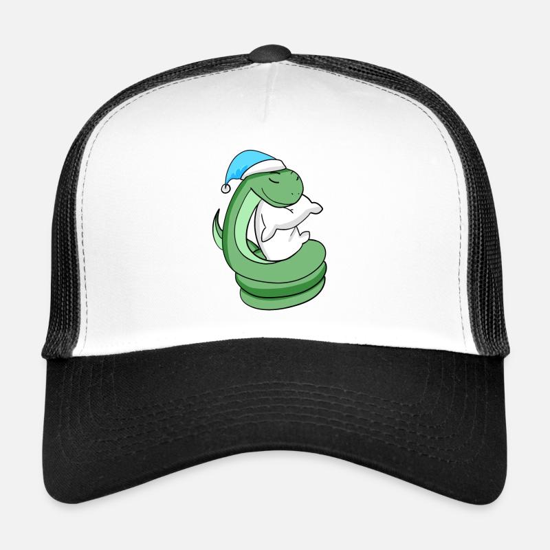Snake with pillow and sleeping cap Trucker Cap