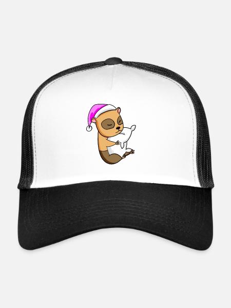 Cochon d’Inde avec oreiller et bonnet de couchage - Casquette trucker  - blanc/noir - Devant