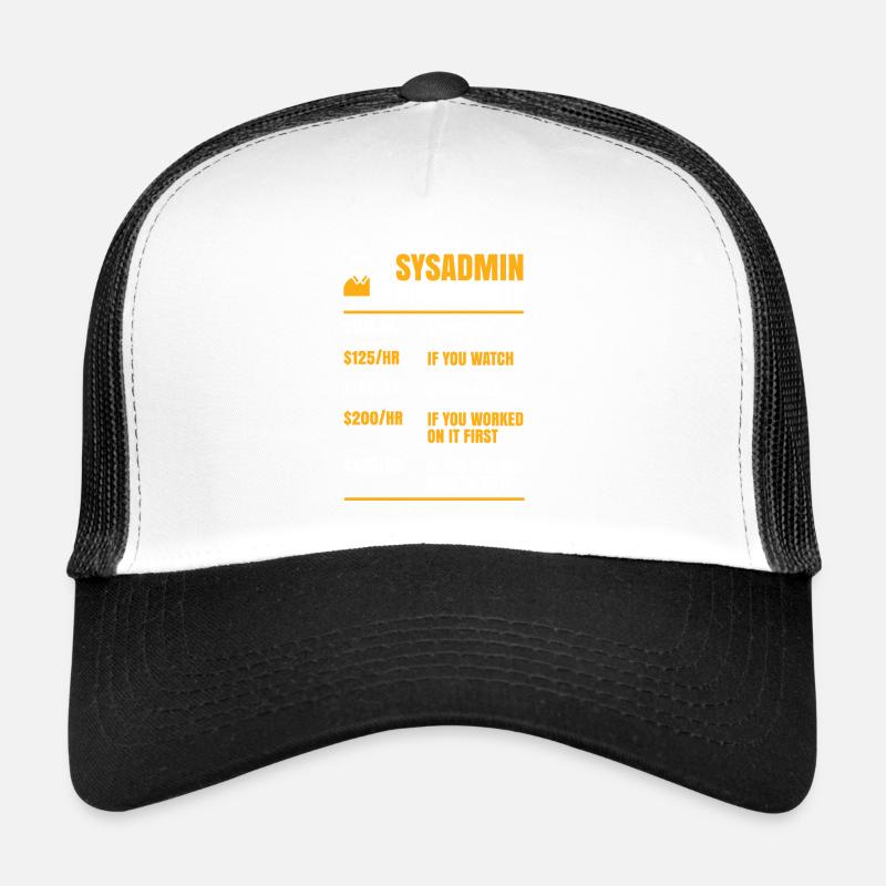 Taux horaire Sysadmin pour tous Casquette trucker 