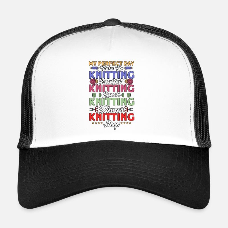 Knitting Fabric Knitting Knitting Gift - Trucker Cap - white/black