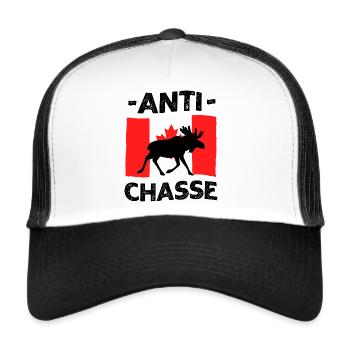 Anti chasseur Canada - Casquette trucker  - blanc/noir - Devant