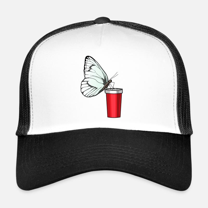 Schmetterling Trinkbecher - Trucker Cap - Weiß/Schwarz
