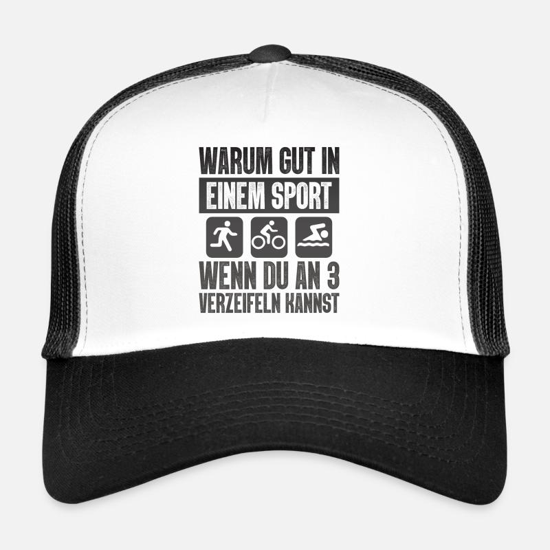 Warum Gut In Einem Sport Triathlon - Trucker Cap - Weiß/Schwarz