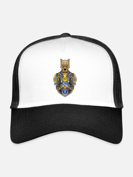 Chien chevalier en armure médiévale - Casquette trucker  - blanc/noir - Devant