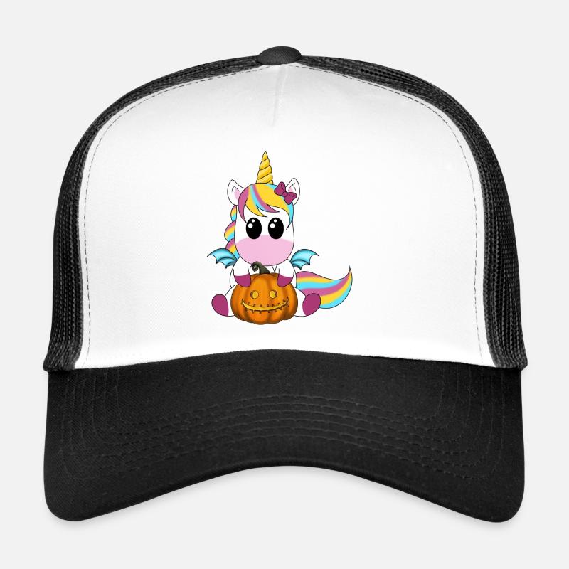 Unicorn with pumpkin lantern Trucker Cap