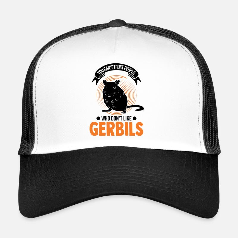 Gerbil Geschenk Rennratte Rennmaus - Trucker Cap - Weiß/Schwarz