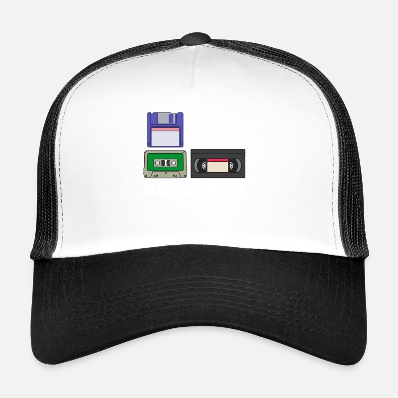 80er Jahre Retro KostümMottoparty Kostüm 90s Party - Trucker Cap - Weiß/Schwarz