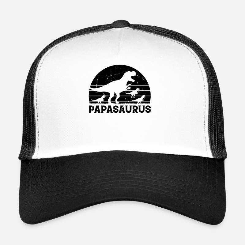 Papasaurus Dinosaur with three Kids - Papasaurus Trucker Cap