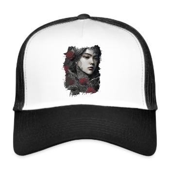 Rosenmädchen Ritter Girl Prinzessin - Trucker Cap - Weiß/Schwarz - Vorne