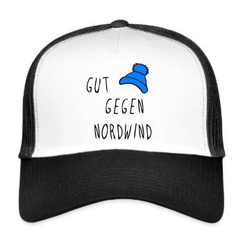 Nordwind Meer Pudelmütze - Trucker Cap - Weiß/Schwarz - Vorne