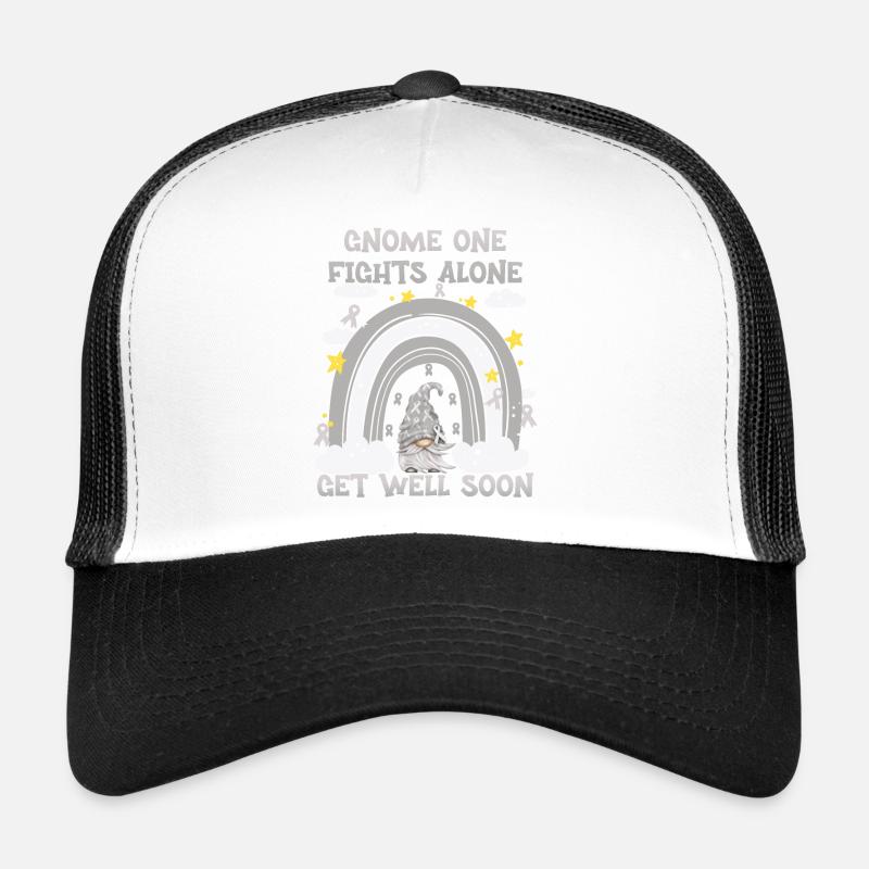 Gnome One Fights Alone Brain Cancer Trucker Cap