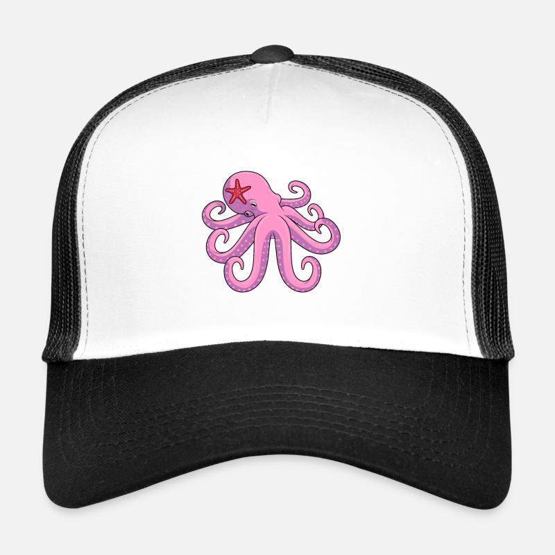 Étoile de mer pieuvre - Casquette trucker - blanc/noir