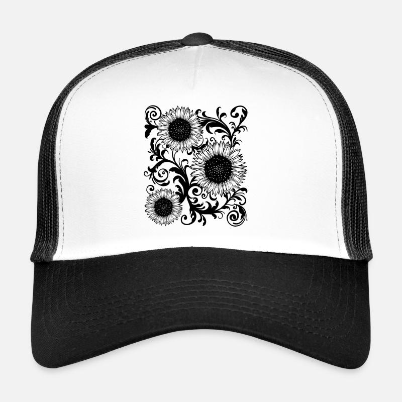 Baroque Aesthetic Sunflower Pattern Dark Academia Trucker Cap
