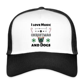 I love music chrismtas and dogs - Trucker Cap - Weiß/Schwarz - Vorne