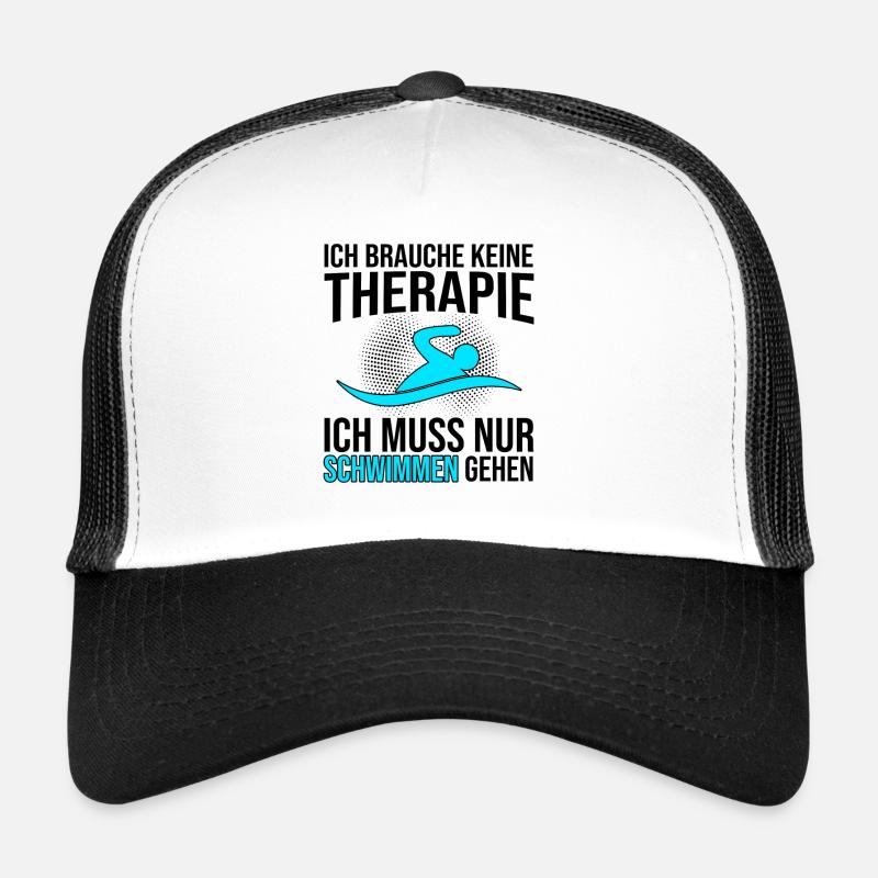 Schwimmen Therapie Spruch - Trucker Cap - Weiß/Schwarz