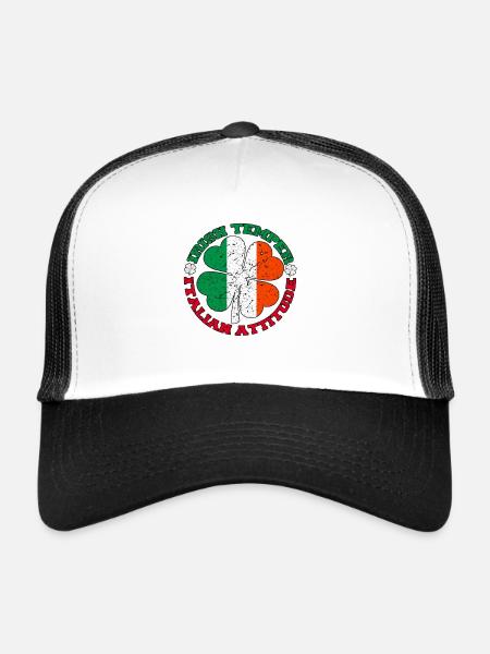 Irish Temper Italian Attitude Shirt Patrick's Day - Trucker Cap - white/black - Front