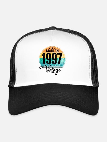 Millésime Fabriqué en 1997 Année de naissance 1997 Anniversaire - Casquette trucker  - blanc/noir - Devant