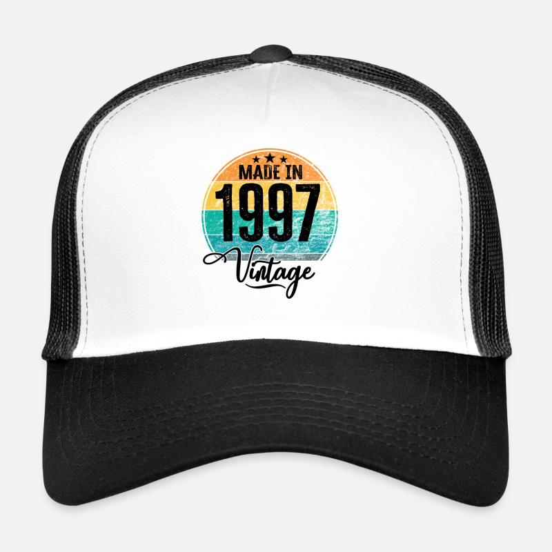 Millésime Fabriqué en 1997 Année de naissance 1997 Anniversaire - Casquette trucker  - blanc/noir