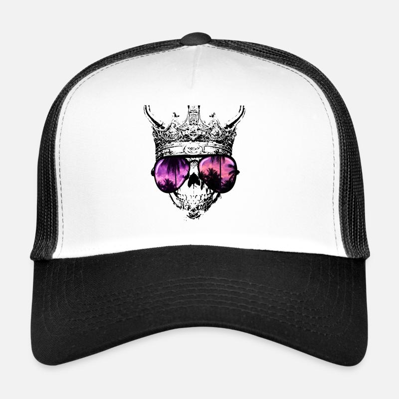 Hipster Totenkopf König - Trucker Cap - Weiß/Schwarz