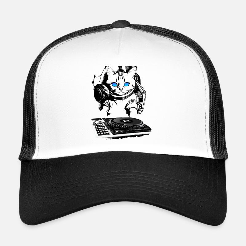 Cat DJ with mixer Trucker Cap