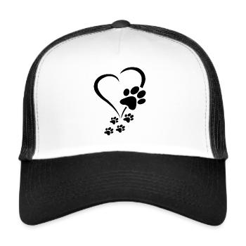 Dog Paw Heart Baby Dogs - Dog Paws Hearts Dog Paw - Trucker Cap - white/black - Front