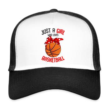 Basketball Mädchen - Trucker Cap - Weiß/Schwarz - Vorne