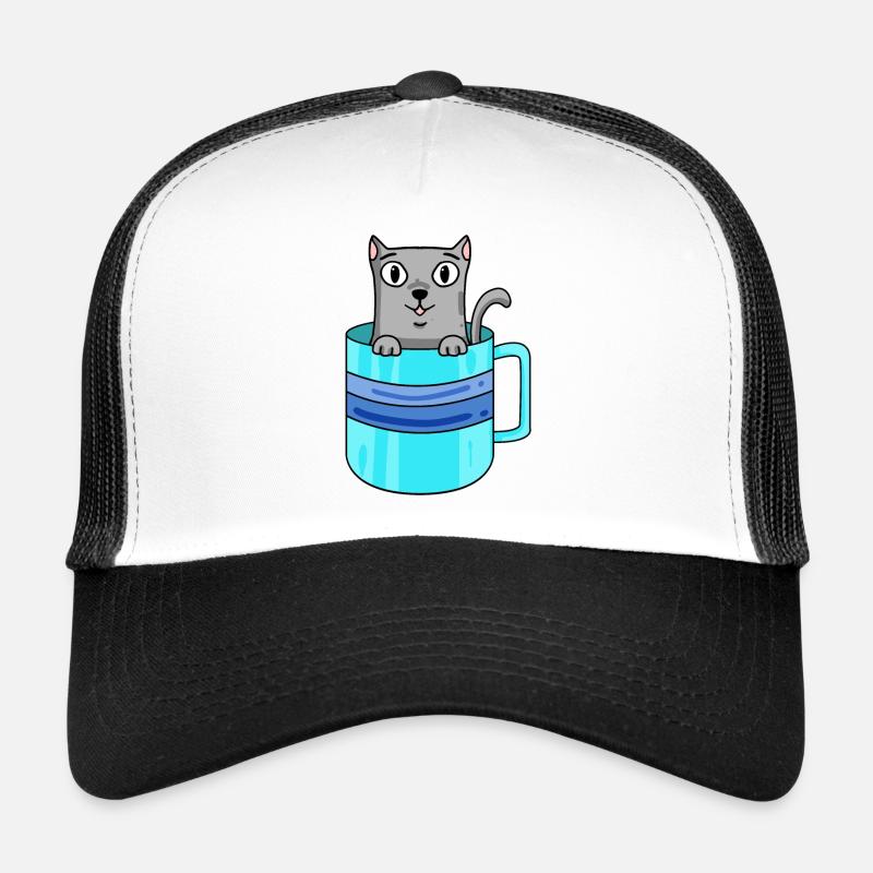 Chat mignon dans une tasse à café Casquette trucker 