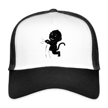 Singe Bébé Orang-outan - Singe mignon - Casquette trucker  - blanc/noir - Devant