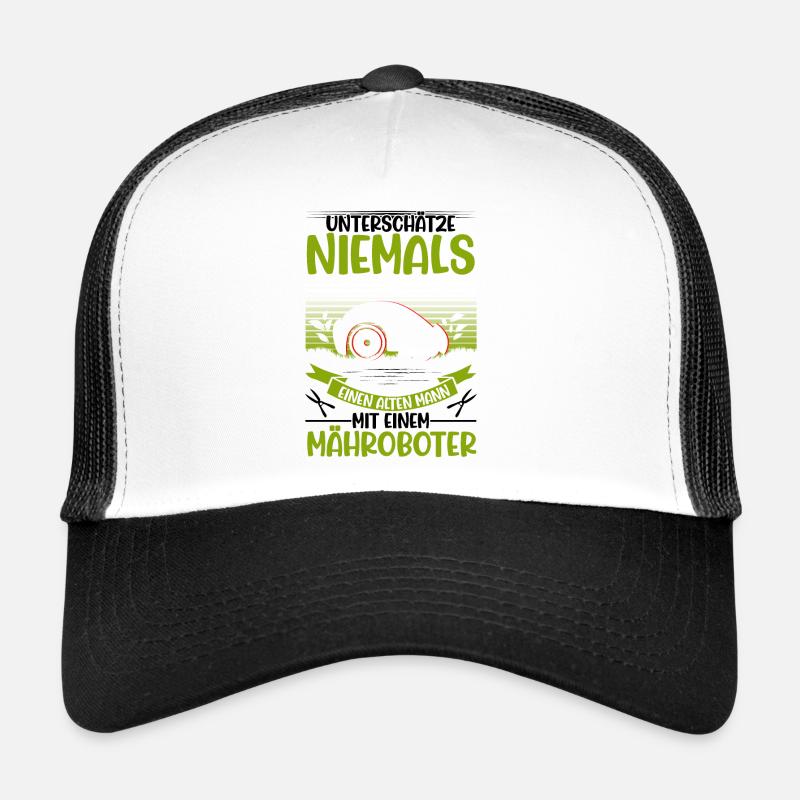 Robotic Lawn Mower Old Man Lawn Mower Robot Trucker Cap