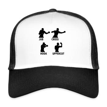 Boxing Jab Cross Hook Uppercut Boxing Martial Arts - Trucker Cap - white/black - Front